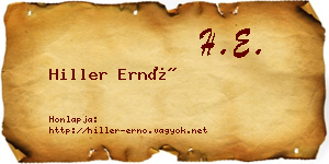Hiller Ernő névjegykártya